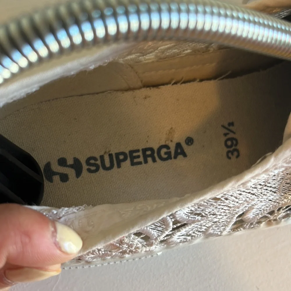 Superga 2750 White Macrame Lace Up Sneakers Size 9 - Picture 9 of 9